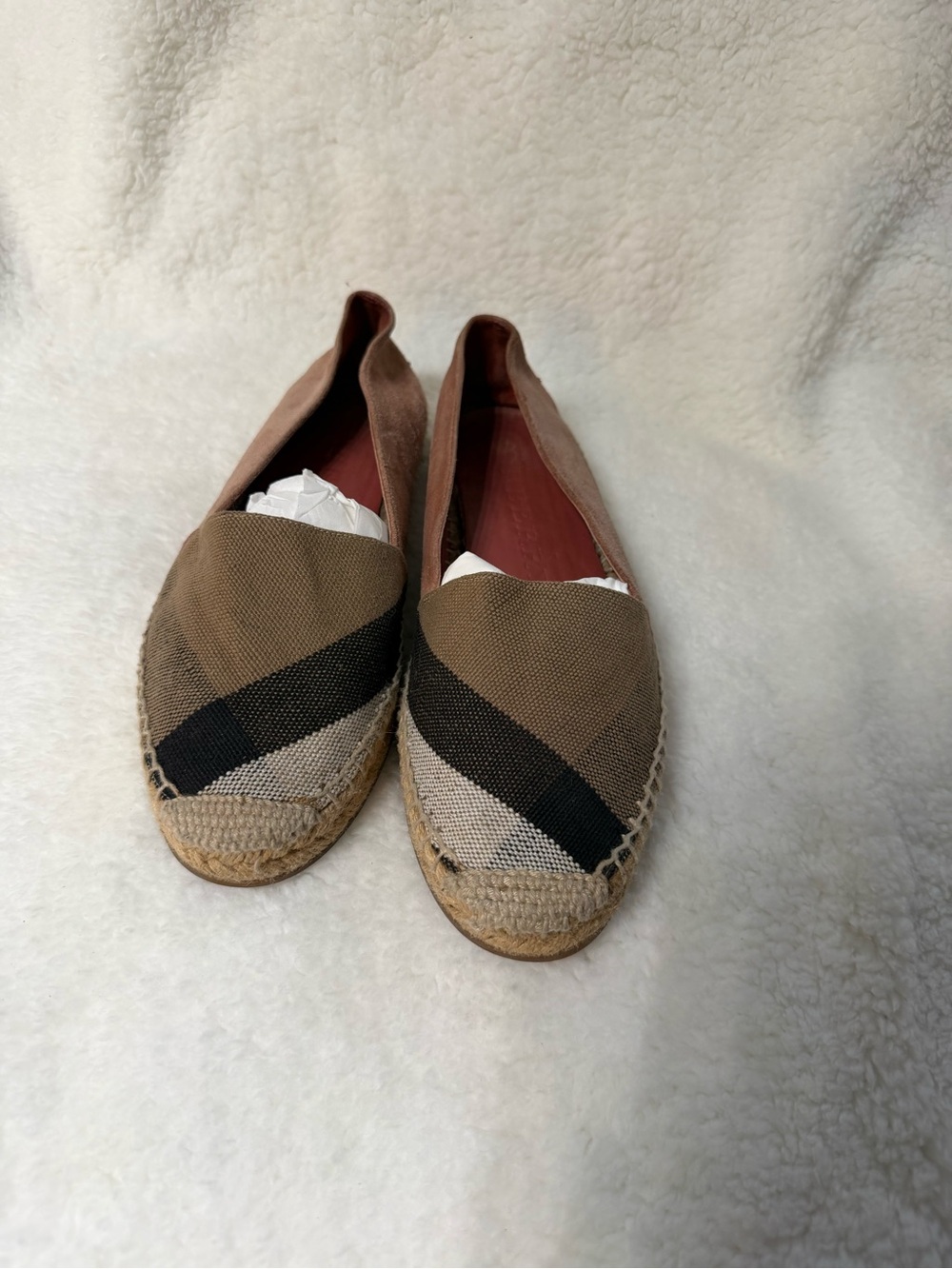 Burberry Brown and Black Canvas Espadrille Flats